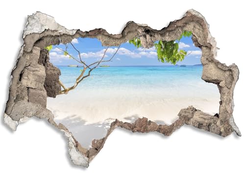 3D Wandtattoo selbstklebend Wanddurchbruch | Loch in der Wand Mauerloch | Wetterfeste Wandsticker Gross Innen und Outdoor | 135x90cm Strandblick Meer Thailand von timalo