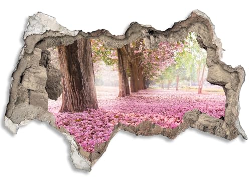 3D Wandtattoo selbstklebend Wanddurchbruch | Loch in der Wand Mauerloch | Wetterfeste Wandsticker Gross Innen und Outdoor | 60x40cm Wald Kirschblüte von timalo