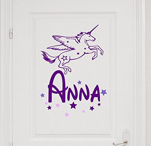 Türaufkleber mit Namen, 73059-29cm-tricolore-violett, mit bunten Sternen - Einhorn, Fee, Pferd - fürs Mädchenzimmer, Kinderzimmer Mädchen, Kinderaufkleber, Wandaufkleber Türaufkleber mit Namen, 73059-29cm-tricolore-violett, mit bunten Sternen - Einhorn, Fee, Pferd - fürs Mädchenzimmer, Kinderzimmer Mädchen, Kinderaufkleber, Wandaufkleber von timalo