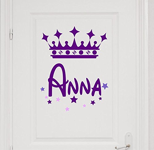Türaufkleber mit Wunschnamen, 73038-29cm-tricolore-violett, mit bunten Sternen und Krone fürs Kinderzimmer Mädchen, Namensaufkleber, Wandtattoo mit Namen Türaufkleber mit Wunschnamen, 73038-29cm-tricolore-violett, mit bunten Sternen und Krone fürs Kinderzimmer Mädchen, Namensaufkleber, Wandtattoo mit Namen von timalo