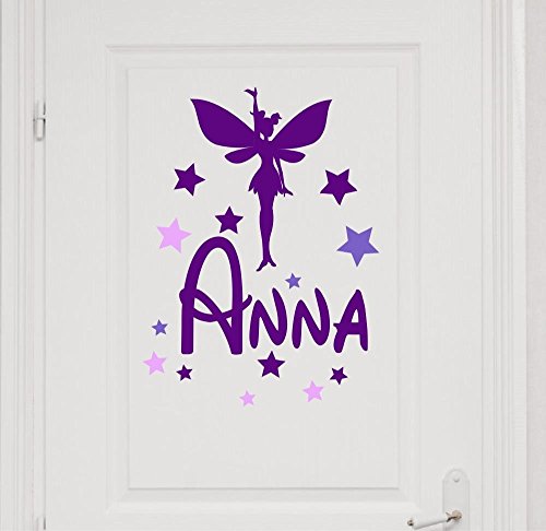 Türaufkleber mit Wunschnamen, 73061-29cm-tricolore-violett, mit bunten Sternen - Elfen, Fee, Prinzessin - fürs Mädchenzimmer, Kinderzimmer Mädchen, Kinderaufkleber Türaufkleber mit Wunschnamen, 73061-29cm-tricolore-violett, mit bunten Sternen - Elfen, Fee, Prinzessin - fürs Mädchenzimmer, Kinderzimmer Mädchen, Kinderaufkleber von timalo