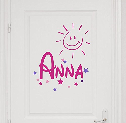 Türaufkleber mit Wunschnamen 73040-29cm-tricolore-pink, Sterne und Sonne fürs Mädchenzimmer, Kinderzimmer Mädchen, Kinderaufkleber, Wandtattoo mit Namen Aufkleber Namensaufkleber Türaufkleber mit Wunschnamen 73040-29cm-tricolore-pink, Sterne und Sonne fürs Mädchenzimmer, Kinderzimmer Mädchen, Kinderaufkleber, Wandtattoo mit Namen Aufkleber Namensaufkleber von timalo