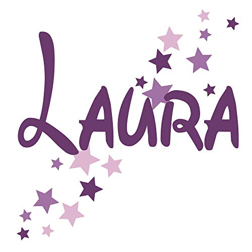 Wandtattoo Türaufkleber, Kinderzimmer mit Namen für Mädchen, 73002-29cm-tricolore-violett, mit bunten Sternen fürs Mädchenzimmer, Wandaufkleber, Namensaufkleber Wunschname Wandtattoo Türaufkleber, Kinderzimmer mit Namen für Mädchen, 73002-29cm-tricolore-violett, mit bunten Sternen fürs Mädchenzimmer, Wandaufkleber, Namensaufkleber Wunschname von timalo