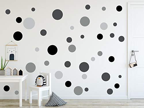 timalo® 120 Wandsticker Kinderzimmer Kreise Punkte grau schwarz 73078-120-SET22-fba von timalo