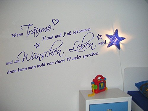 timalo® Wandtattoo Kinderzimmer 1pt2-TK02 (B 130cm x H 58cm) Baby Aufkleber Wandspruch ~ Wenn Träume Hand und Fuß bekommen von timalo