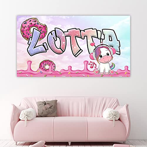 timalo Cooles Poster mit Namen für Mädchen Einhorn | Süßes Kinderzimmer Bild für Teenager Graffiti Wandbild Wandtattoo Wandposter Kinder Donut personalisiert | candy1-1-B160xH61cm von timalo