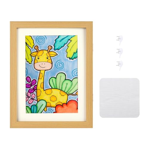 timoplus Kinder Kunst Bilderrahmen, Frontöffnung A4, Kunstwerk Display Rahmen, Kann Bilder Horizontal Oder Vertikal, Aufbewahrungsrahmen, Geeignet für Kinder Zeichnung und Handwerk (1, Holz) von timoplus