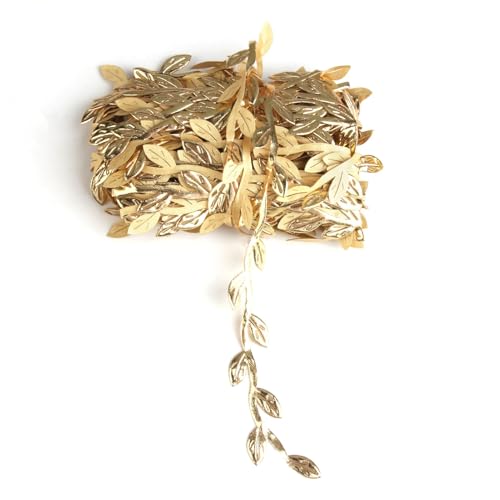 10M Dekoband Goldene Geschenkband Hochzeit Gold Dekorative Künstliche Reben Blätter Geschenk Luftschlangen Kunstreben Schleifenband Gold für DIY Handwerk Party Hochzeit Hausgarten Dekoration von tinshow