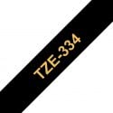Brother tze334 Generisches laminiertes Etikettenband – goldener Text auf schwarzem Hintergrund – Breite 12 mm x 8 m von tintasycartuchos.com