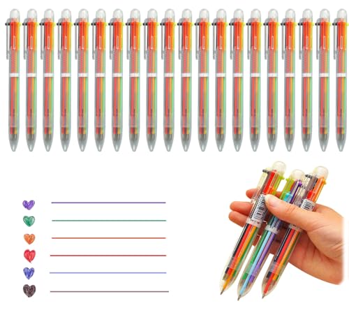 22 Stück 6-in-1 Mehrfarbige Kugelschreiber,Retractable Mehrfarbige Kugelschreiber,Mehrfarbiger Retractable Rollerball Stifte für Büro, Schulbedarf, Krankenschwestern, Geschenk von tintoke