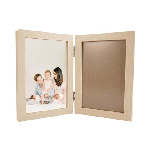 tintoke Klappbarer Bilderrahmen aus Holz,12.2×17.4cm,Bilderrahmen Klappbar Holz,Doppelter Bilderrahmen Klappbarer,Bilderrahmen Doppelt Klappbare,Bilderrahmen für 2 Fotos,Für Fotos, Bilder, Poster etc von tintoke