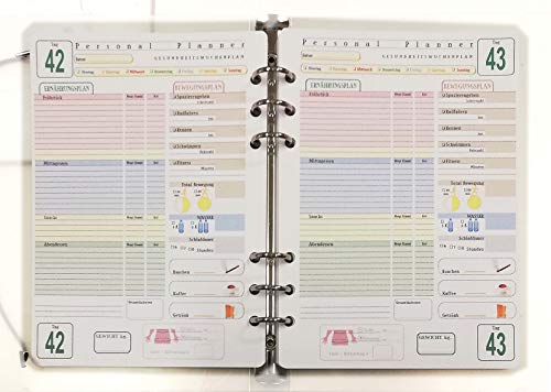 Diät & Fitness Tagebuch 100 Tage - Nachfüllung für A5 Organizer 6 Löcher - Deutsch Diät & Fitness Tagebuch 100 Tage - Nachfüllung für A5 Organizer 6 Löcher - Deutsch von tipome