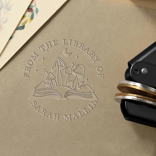 Personalisierter Buchpräger, 4,3 cm (1,7 Zoll), individueller Buchpräger für Bücher, Buchstempel, personalisierter Präger mit 16 Designs, Buchpress-Präger für Leser, Buchliebhaber und Sammler von tiwkabm