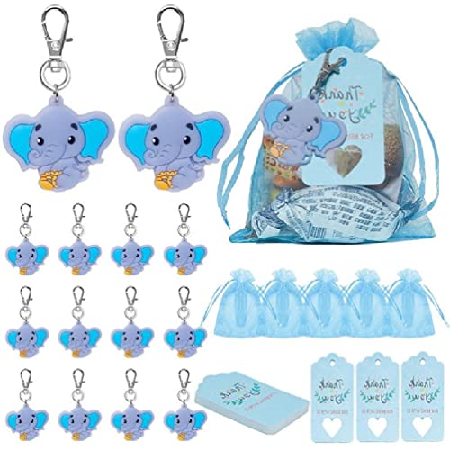 tixoacke 90pcs Elefant Schlüsselanhängel mit Organza -Taschen Kraft Tag für Babyparty Rückgabebevorzugung Elefant Themenparty Dekoration Elefant Schlüsselanhänger für Babyparty von tixoacke