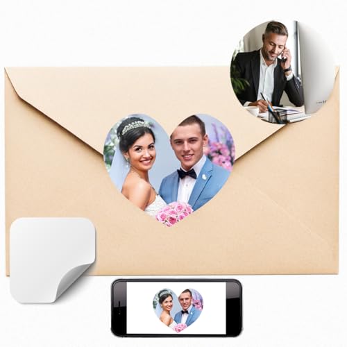 NEU Foto Aufkleber selbst gestalten (60 Stk) Personalisierte Aufkleber für Unternehmen, Logos, Foto sticker selbst gestalten, Bilder, Wasserfest, Spülmaschinenfest, Hochzeit, Firmenlogo,Verpackung von tjapalo