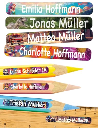 NEU tjapalo® Stifteaufkleber Namensaufkleber Kinder Stifte & Gegenstände (60 Stk.) Namensschilder für Stifte namensetiketten Kinder Spülmaschinenfest Namensschild für Schule & Kita von tjapalo