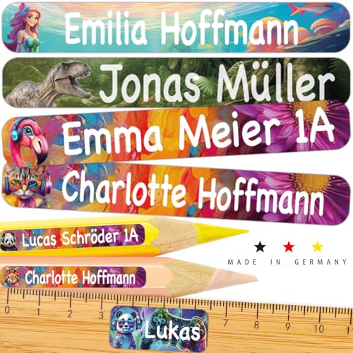tjapalo® 150 Stück Stifteaufkleber Spülmaschinenfest Namensaufkleber Kinder Stifte & Gegenstände Namensschilder für Stifte namensetiketten Kinder Namensschild für Schule & Kita von tjapalo