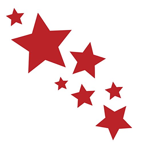 tjapalo® 8 Stück Sterne Aufkleber selbstklebende Sterne Sticker Fenster Wandtattoo Kinder Autoaufkleber rot von tjapalo