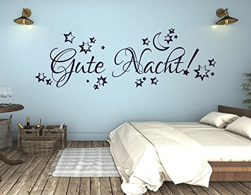 tjapalo® S-pkm60 Wandtattoo Schlafzimmer Wandtatoo Kinderzimmer Kinder junge Mädchen Baby Wandaufkleber Gute Nacht mit Sternen (B120 x H41) von tjapalo