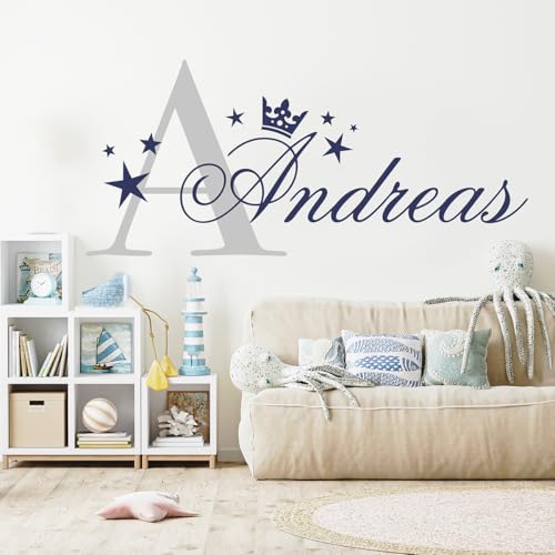 tjapalo® midb-pkm405 Wandtattoo Junge Name Wandsticker Jungen Zimmer Baby Wandtattoo Jungen Wandtatoo Kinderzimmer Junge mit Namen und Initiale, Größe: B140xH58cm Top von tjapalo