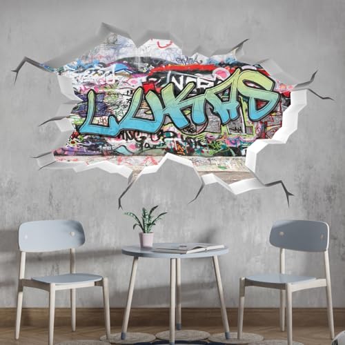 tjapalo® p49xx 3D Wandtattoo Graffiti Name Wandaufkleber Kinderzimmer Junge wandtattoo Teenager Cool Wandtattoo Kinderzimmer Name, Größe: B50xH29cm von tjapalo