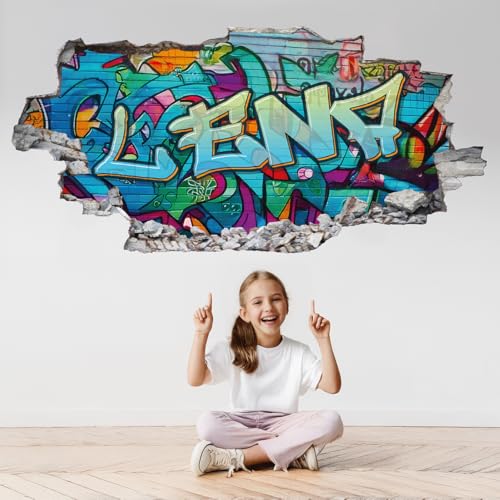 tjapalo® p76 3D Wandtattoo Graffiti Name Wandaufkleber Kinderzimmer Mädchen wandtattoo Teenager Cool Wandtattoo Kinderzimmer Name, Größe: B100xH48cm von tjapalo