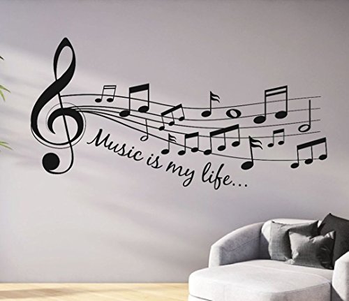 tjapalo® pkm46-S 120cm Wandtattoo Wohnzimmer Musik Wandtattoo musik ist mein Leben Music is my life von tjapalo