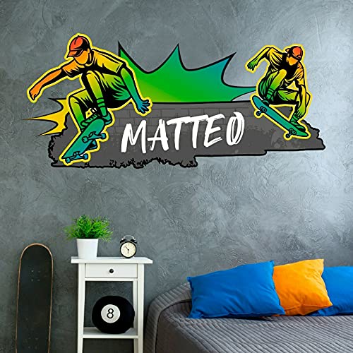 tjapalo® vR39 Cooles Wandtattoo Junge Name Wandsticker Jungen Zimmer Skater Wandtattoo Jungen Wandtatoo Kinderzimmer Junge Wunschname, Größe: B58xH25cm von tjapalo