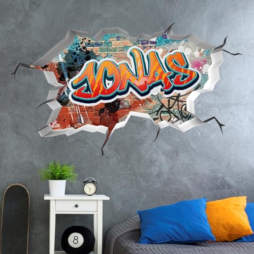 tjapalo® vr156 3D Wandtattoo Graffiti Name Wandaufkleber Kinderzimmer Junge wandtattoo Teenager Cool Wandtattoo Kinderzimmer Name, Größe: B64xH37cm von tjapalo