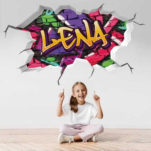 tjapalo® vr200 3D Wandtattoo Graffiti Name Wandaufkleber Kinderzimmer Mädchen wandtattoo Teenager Cool Wandtattoo Kinderzimmer Name, Größe: B100xH58cm von tjapalo