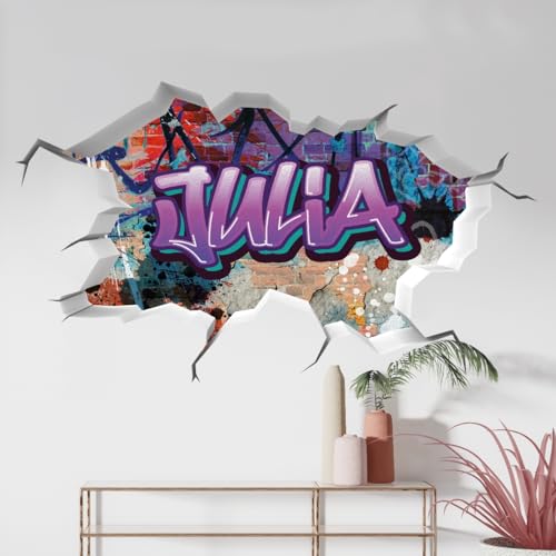 tjapalo® vr201 3D Wandtattoo Graffiti Name Wandaufkleber Kinderzimmer Mädchen wandtattoo Teenager Cool Wandtattoo Kinderzimmer Name, Größe: B100xH58cm von tjapalo