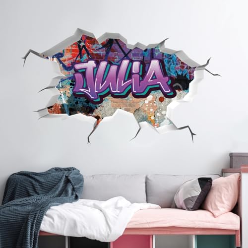 tjapalo® vr201 3D Wandtattoo Graffiti Name Wandaufkleber Kinderzimmer Mädchen wandtattoo Teenager Cool Wandtattoo Kinderzimmer Name, Größe: B40xH23cm von tjapalo