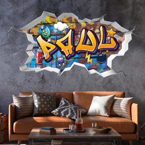 tjapalo®v166x Cooles Wandtattoo Junge Name Wandsticker Jungen Zimmer Wandtattoo Jungen Wandtatoo Kinderzimmer Junge mit Wunschname, Größe: B100xH58cm von tjapalo