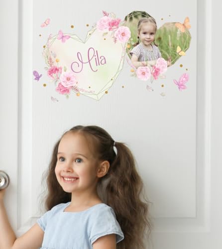 tjapalo®vr230 Türschild Kinderzimmer Mädchen Mit Eigenem Bild, Baby Wandtattoo Mädchenzimmer Name, Größe: B58xH30cm von tjapalo