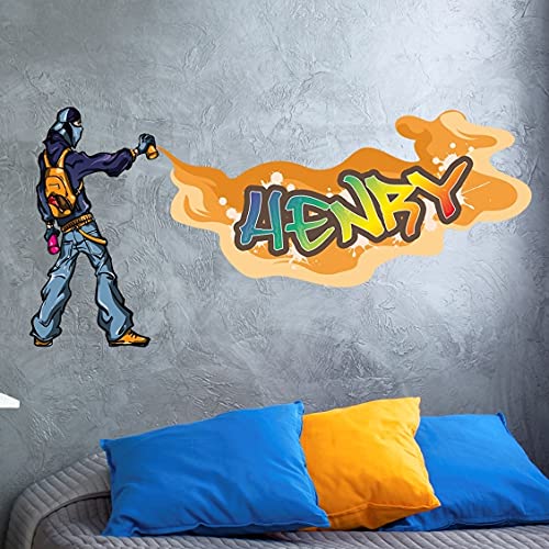 vr140 tjapalo® cooles Wandtattoo Graffiti Name Wandtattoo Kinderzimmer jungen wandtattoo Teenager Cool Wandtattoo Kinderzimmer Name, Größe: B100xH48cm von tjapalo