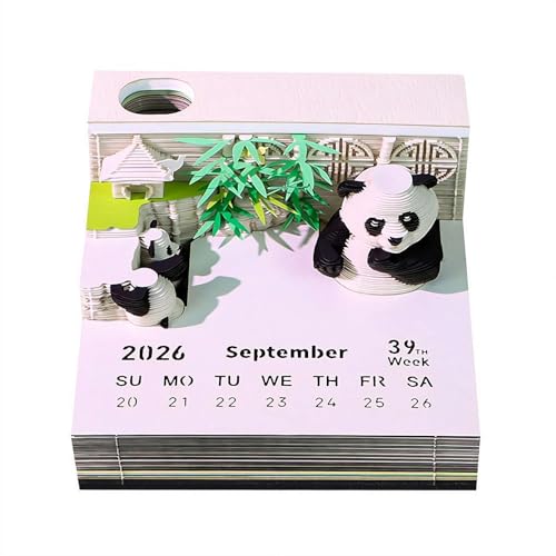 3D Kalender 2026, Kreativer Zeitmesser Panda Kalender, 3D Memo Pad Panda Tear Away Kalender Papier Schnitzkunst Papier Skulptur Antihaft Notizen Handwerk Geschenke für Freunde Familie 3D Kalender 2026, Kreativer Zeitmesser Panda Kalender, 3D Memo Pad Panda Tear Away Kalender Papier Schnitzkunst Papier Skulptur Antihaft Notizen Handwerk Geschenke für Freunde Familie von tkerinse