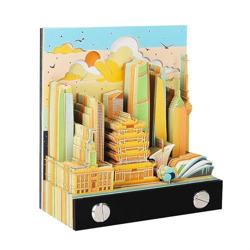 3D-Notizblock, 3D-Stadtkalender 2026, dreidimensionaler Stadtarchitektur, Papierschnitz-Notizblock, DIY Abreißzeit-Kalender 2026, modernes Gebäude, Handwerk, Schreibtischdekoration (1 Stück Wuhan) von tkerinse