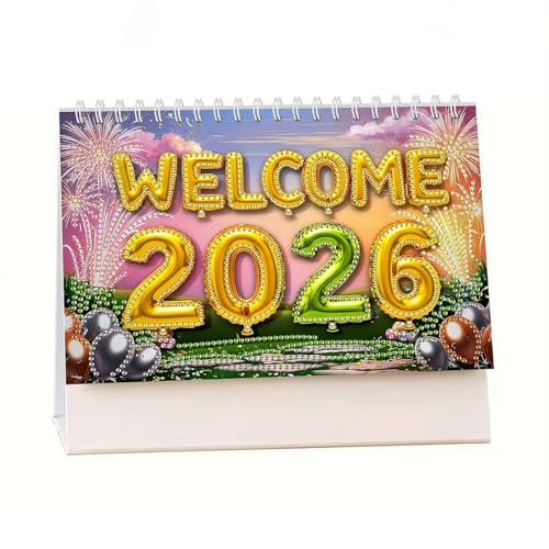 Diamond Art Kalender 2026, DIY Diamond Art Painting 2026 Schreibtischkalender Ornament, Diamonds Arts Kit Desktop-Kalender mit Stiftwerkzeug, handgefertigte Kalender, Planer, Geschenke für Weihnachten von tkerinse