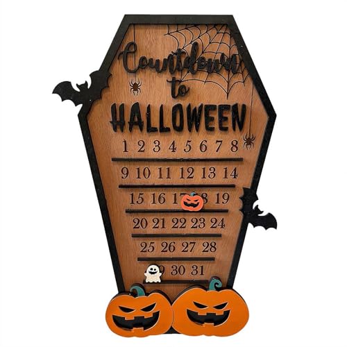 Halloween-Adventskalender 2025, Halloween-Dekorationen, Holz-Advents-Countdown-Kalender für Urlaub, Kürbis-Countdown-Kalender, Sammlerstück, Geschenke für Partyzubehör, Gastgeschenke von tkerinse