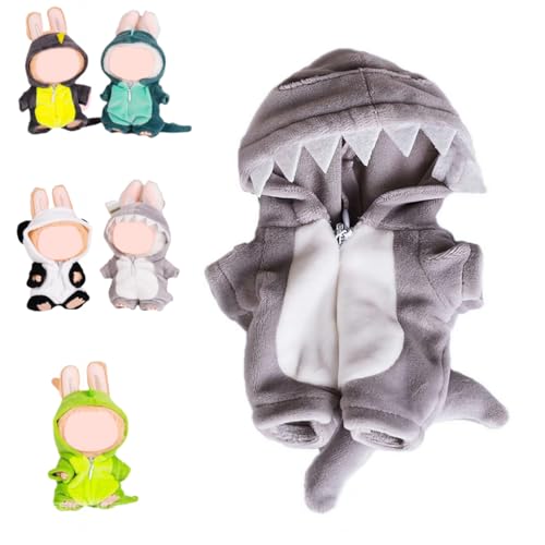 Kleidung für Puppen, 17 cm, Plüschpuppenkleidung, Tier, einteiliger Kleidungsanzug, Schlafanzug für Labu, weiches Outfit, niedliches Kleidungsset für 6,7 Zoll Puppen Display und Spielen von tkerinse