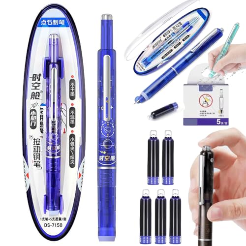 tkerinse Protectivemethod Füllfederhalter, einziehbar, 0,38 mm, blaue und schwarze Tinte, transparenter Schaft, inklusive 5 nachfüllbaren Tintenpatronen für reibungsloses Schreiben, kein Auslaufen der tkerinse Protectivemethod Füllfederhalter, einziehbar, 0,38 mm, blaue und schwarze Tinte, transparenter Schaft, inklusive 5 nachfüllbaren Tintenpatronen für reibungsloses Schreiben, kein Auslaufen der von tkerinse
