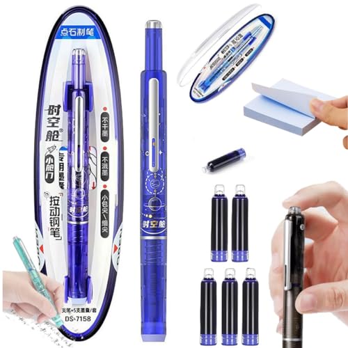 tkerinse Protectivemethod Füllfederhalter, einziehbar, 0,38 mm, blaue und schwarze Tinte, transparenter Schaft, inklusive 5 nachfüllbaren Tintenpatronen für reibungsloses Schreiben, kein Auslaufen der tkerinse Protectivemethod Füllfederhalter, einziehbar, 0,38 mm, blaue und schwarze Tinte, transparenter Schaft, inklusive 5 nachfüllbaren Tintenpatronen für reibungsloses Schreiben, kein Auslaufen der von tkerinse