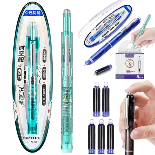 tkerinse Protectivemethod Füllfederhalter, einziehbar, 0,38 mm, blaue und schwarze Tinte, transparenter Schaft, inklusive 5 nachfüllbaren Tintenpatronen für reibungsloses Schreiben, kein Auslaufen der tkerinse Protectivemethod Füllfederhalter, einziehbar, 0,38 mm, blaue und schwarze Tinte, transparenter Schaft, inklusive 5 nachfüllbaren Tintenpatronen für reibungsloses Schreiben, kein Auslaufen der von tkerinse