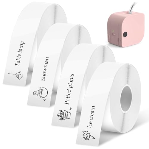 tlidfgeo 4 Rollen Etikettenband Geeignet für Thermo-Etikettenband für die Meisten Etikettendrucker Wasserdicht Selbstklebend 15 mm x 4 m pro Rolle, insgesamt 4 Rollen von tlidfgeo