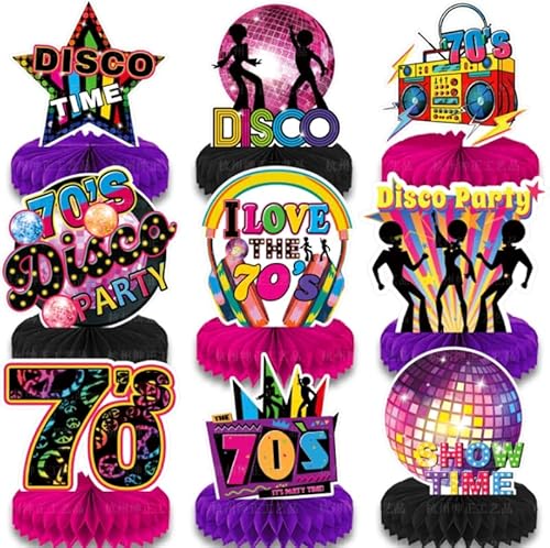 tlidfgeo 9 Stück Disko Waben Tischdekorationen 70er Party Waben Tischdekoration, Karneval Dekoration Party, 70er 80er 90er Jahre Disco Waben Tischdekorationen, Rock'n'Roll Themenparty Disco deko tlidfgeo 9 Stück Disko Waben Tischdekorationen 70er Party Waben Tischdekoration, Karneval Dekoration Party, 70er 80er 90er Jahre Disco Waben Tischdekorationen, Rock'n'Roll Themenparty Disco deko von tlidfgeo