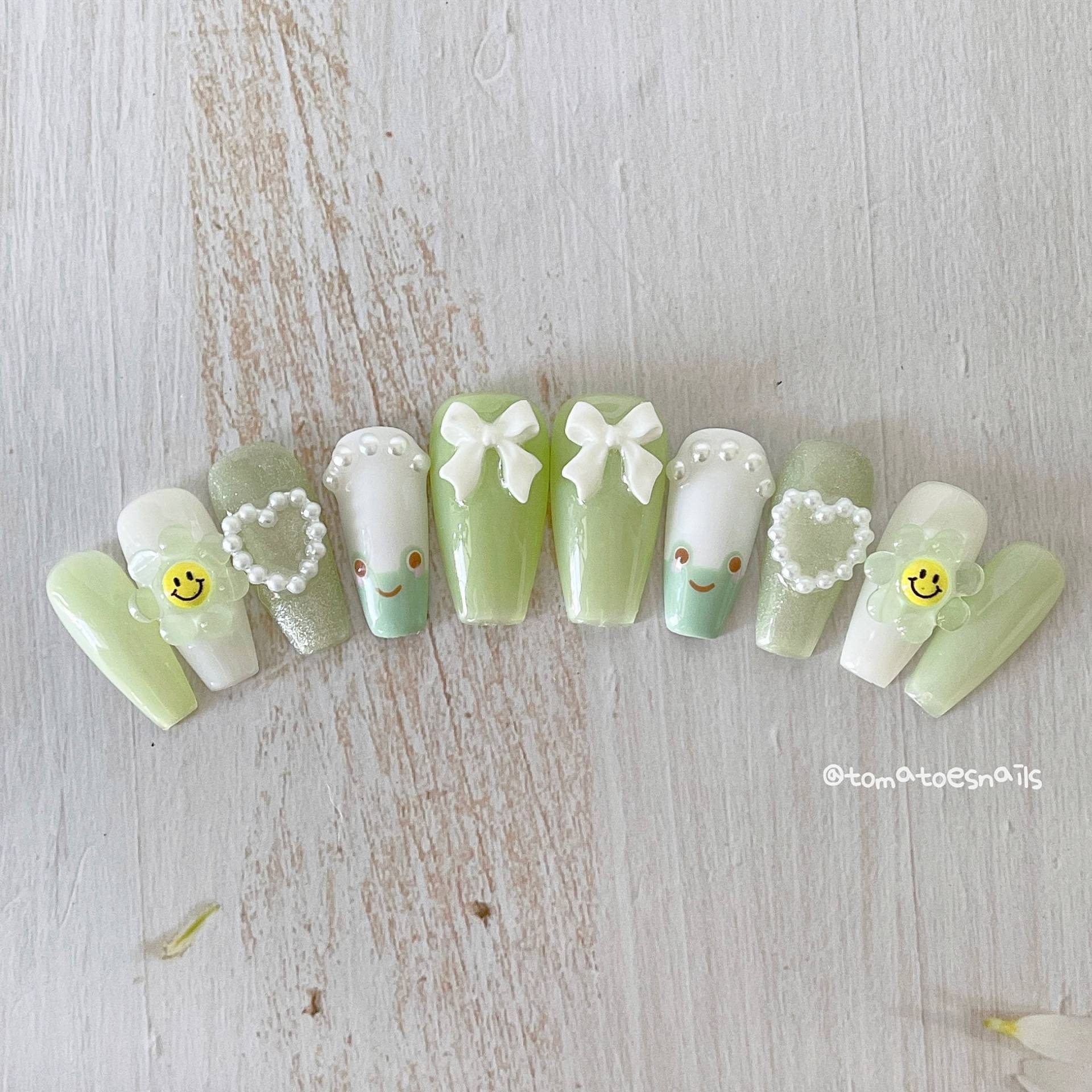 Kleiner Froggy Nägel, Süße Frosch-Nägel, Kawaii Jelly Green Handgemachte Presse Auf Wiederverwendbare Nägel Kleiner Froggy Nägel, Süße Frosch-Nägel, Kawaii Jelly Green Handgemachte Presse Auf Wiederverwendbare Nägel von tomatoesnails