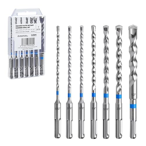 toolant SDS Plus Steinbohrer-Bit-Set, sortiert, 7-teilig (5/32 Zoll - 1/2 Zoll), 15,2 cm, Hartmetallbestückt, 2 Schneiden für Beton, Mauerwerk und Ziegel von toolant
