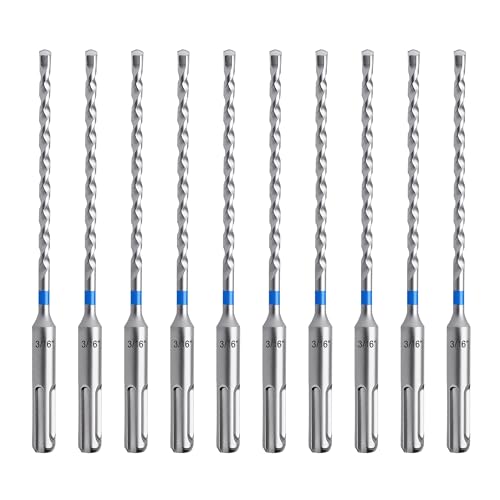 toolant SDS Plus Steinbohrer-Bits, Bohrer-Set für 3/16 Zoll x 6 Zoll, 10 Stück, Hartmetallbestückter 2-Cutter für Beton, Mauerwerk und Ziegel von toolant
