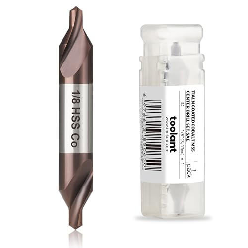 toolant Zentrierbohrer, TiAlN-beschichteter Kobalt M35 HHS Zentrierbohrer für Edelstahl, Kohlenstoffstahl, legierter Stahl, Gusseisen, Kupfer, andere Hartmetalle, SAE 1/8 Zoll (1 Stück) von toolant