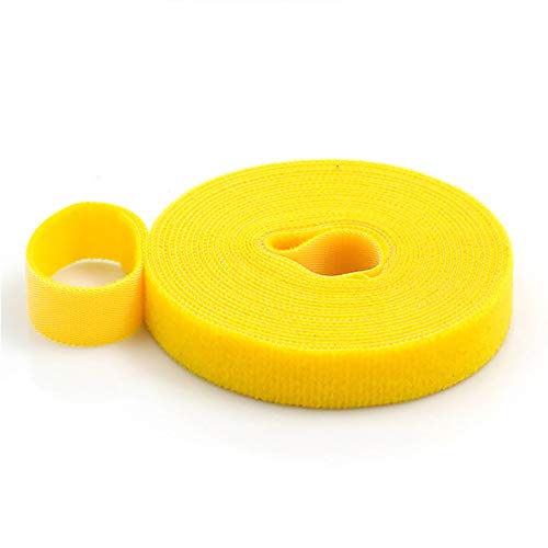 1 cm x 5 m Kabelbinder, selbstklebendes magisches Klebeband, Klettband, Einband-Kabelwickel für DIY Schließen und Kabel-Organizer (gelb) von tooloflife